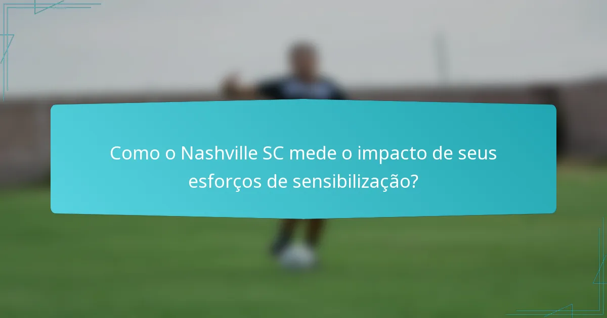 Como o Nashville SC mede o impacto de seus esforços de sensibilização?